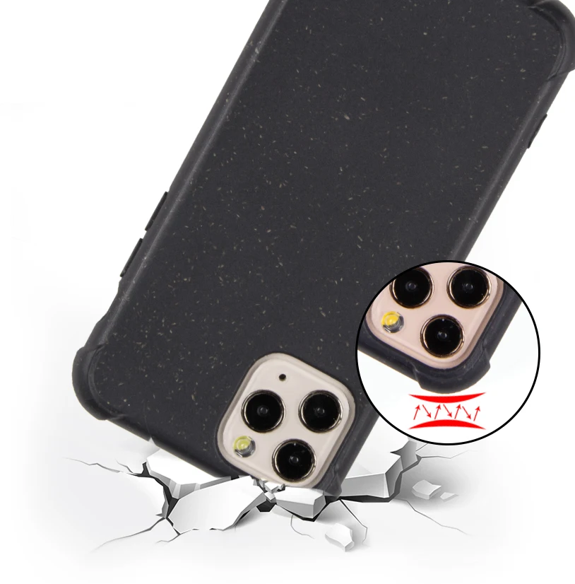 

For iPhone 100% Biodegradable Compostable Phone Case With Customized LOGO Mobile Phone Cover For iPhone 11 Pro Max, 6 colors