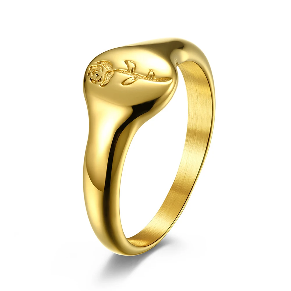 

Factory Direct Sales 18K Gold Plated Rose Flower Titanium Steel Ring