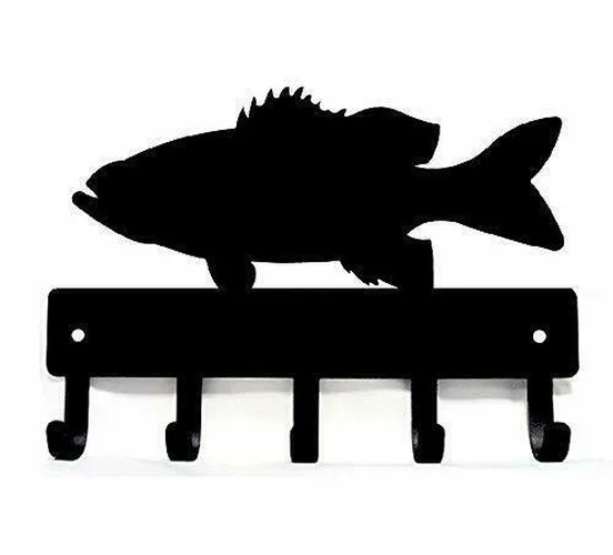 

Yinfa Factory Quality Brand new Decor Metal Wall Art Craft Bass Fish Key Rack Hanger - 6 /9 Inch Wide Black TY2042