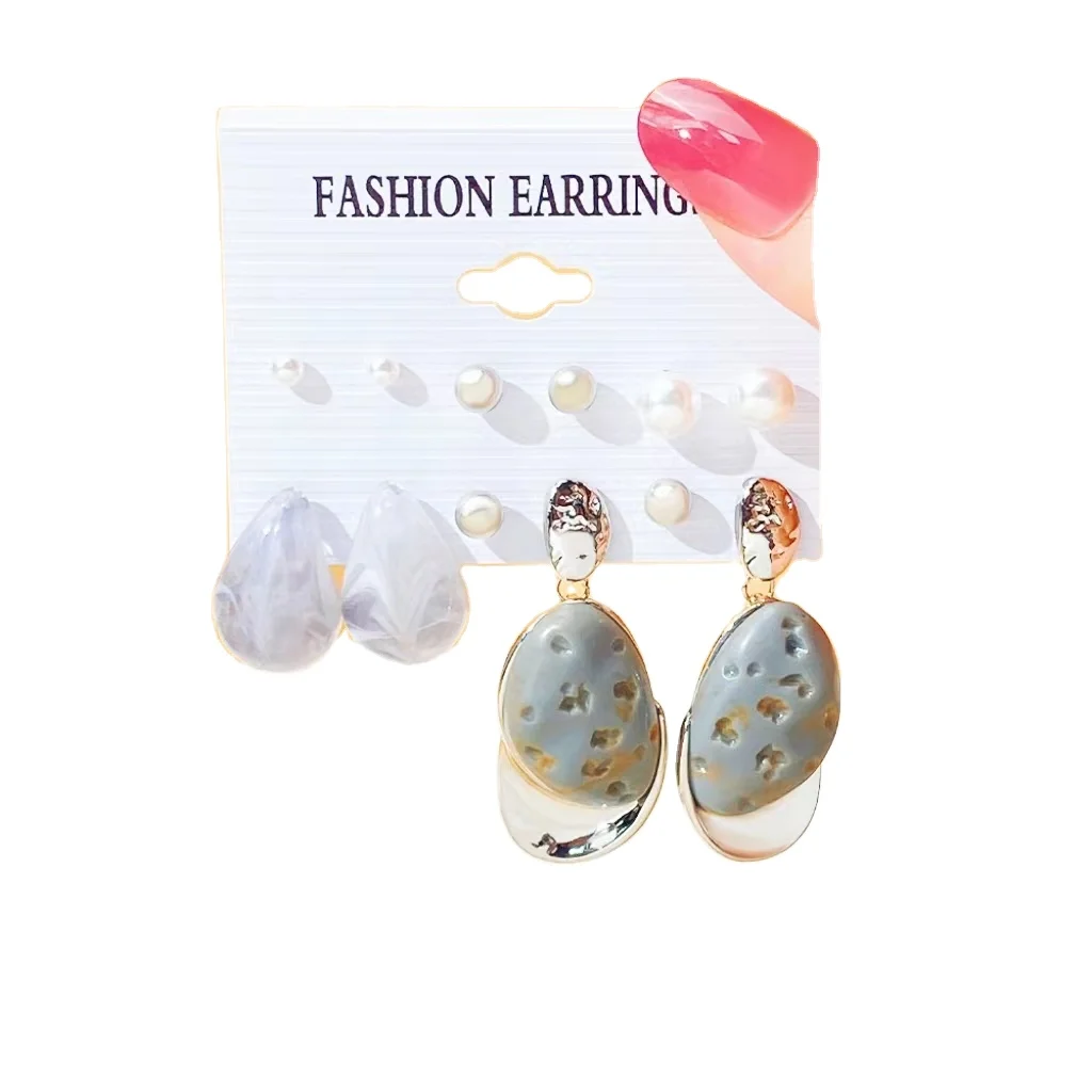 

Fashion Acrylic Colorful Pearl Drop Earrings Set For Women Summer Dangling Earring