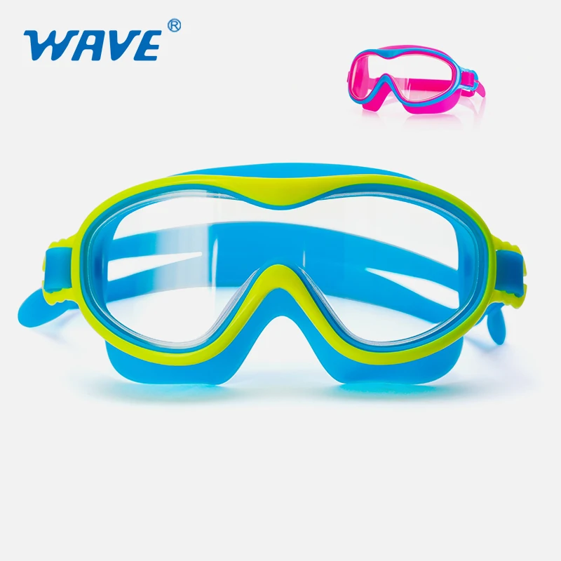 

amazon Cute One Piece anti fog mirror lens uv protection Wide Vision children racing Silicone Swim Goggles For Kids, Grey, blue, yellow