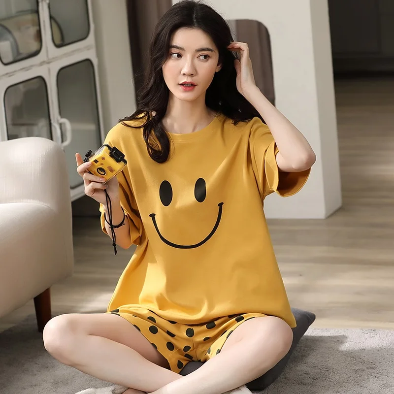 

Wholesale Girls Short Sleeve Two Piece Set Sleepwear Cartoon Pajama Sets Cotton Pajamas, 15 colors