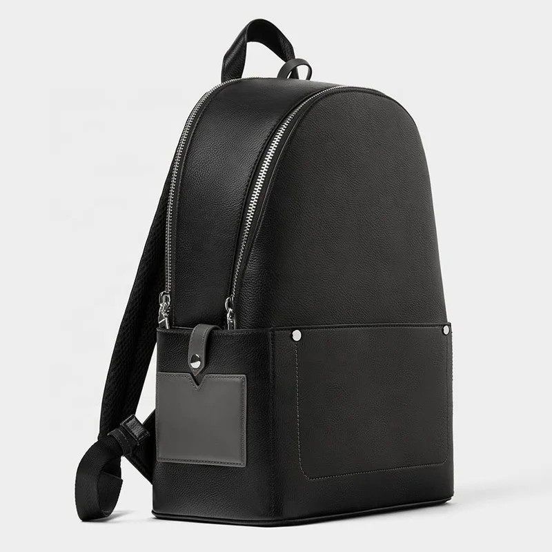 

oem custom logo stylish men waterproof smooth pu leather men black bags personalized stylish backpacks travel backpack, Customized color