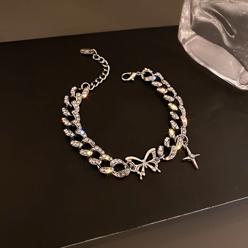 

fashion cuban adjustable crystal bracelet butterfly