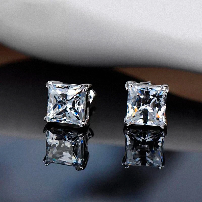 

Big Diamond Square Zirconia Earrings Cubic Sterling Silver Wholesale Trendy Women Earrings 2021 Custom Jewelry Earrings, Picture