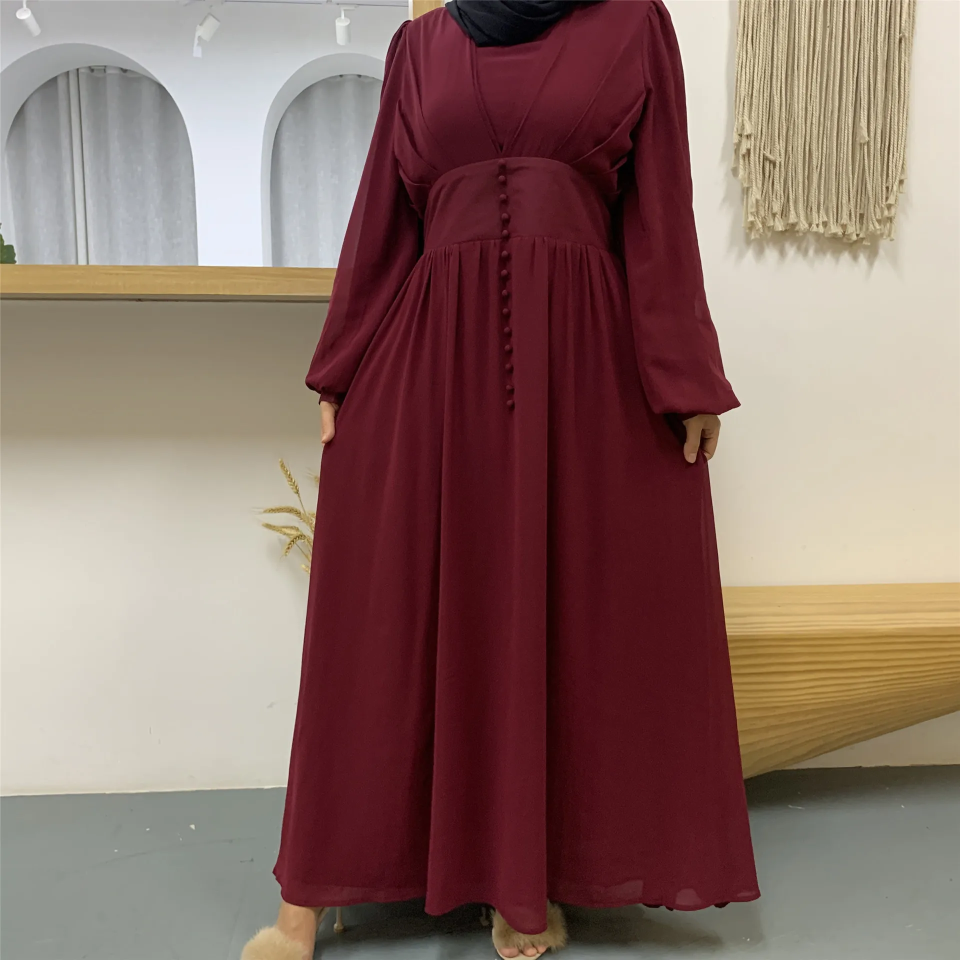 

New model abaya in dubai chiffon elegant women muslim dress