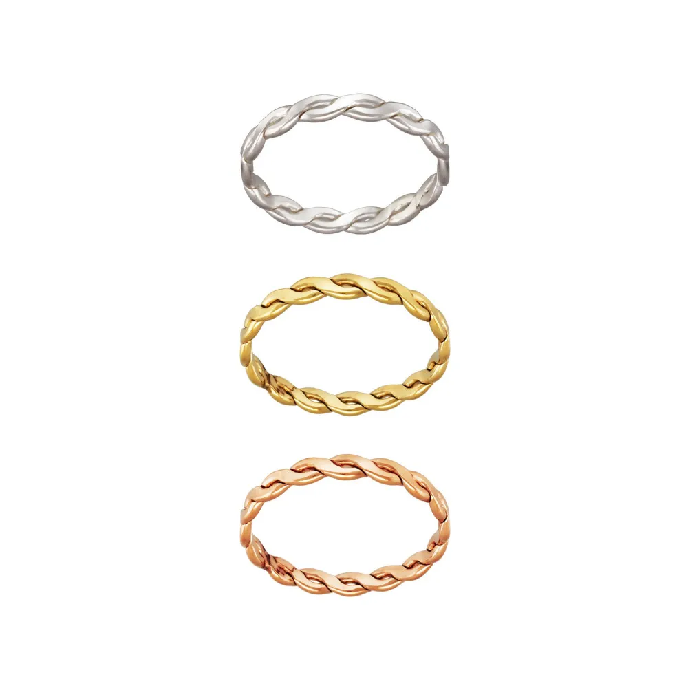 Hot 925 Sterling Silver 2.4mm Filigree Woven Finger Ring for Women Jewelry