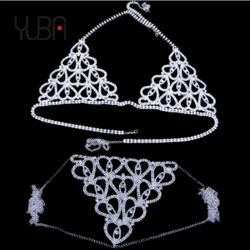 

Stonefans Luxury Heart Crytal Bikini Body Chain Harness for Women Sexy Lingerie Chain Bling Rhinestone Bra and Thong Set, Picture