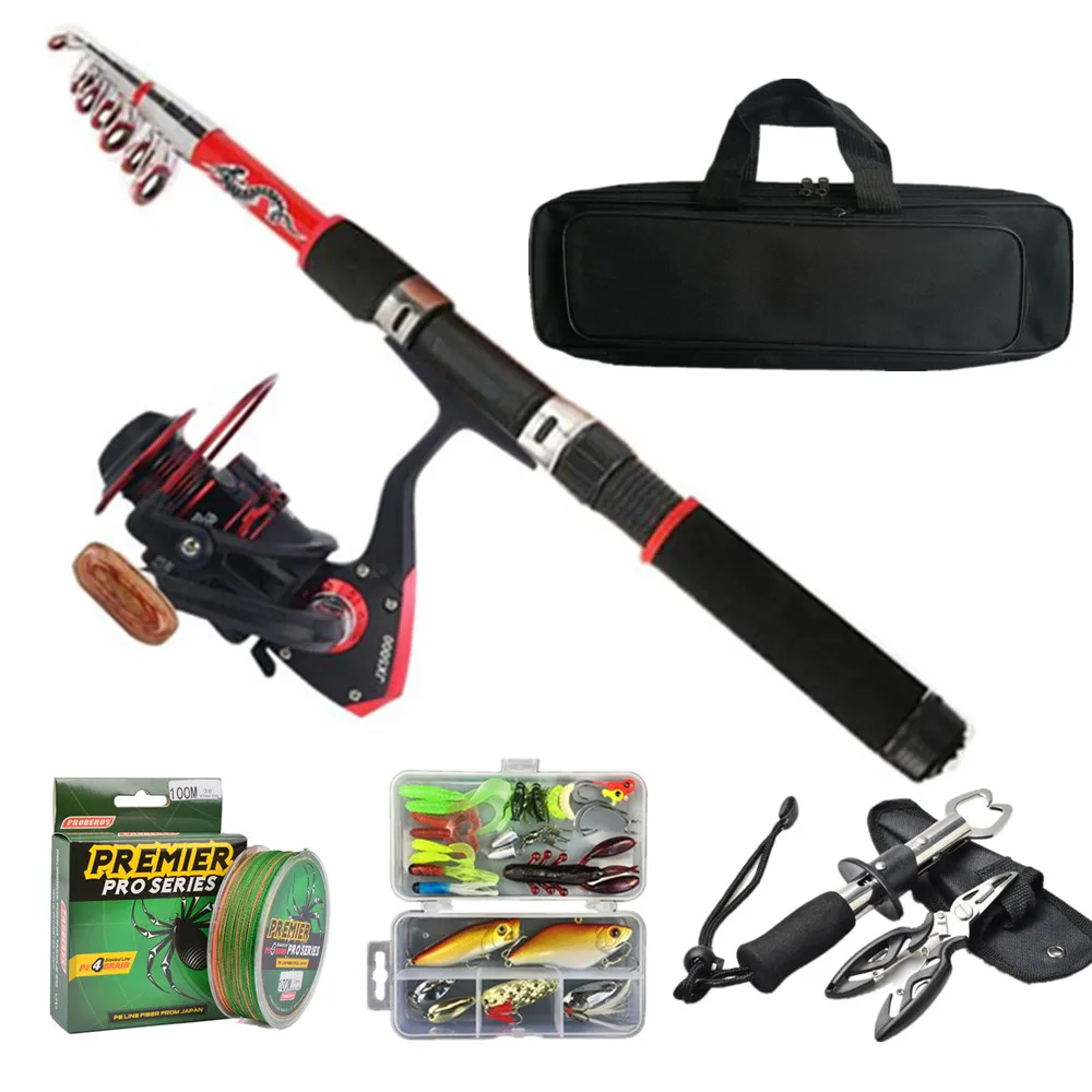 

Hot Sale 5PCS Full Lures Bag Line Plier Fishing Rod And Reel Set Fishing Rod And Reel Set Combo Fishing Combo Set