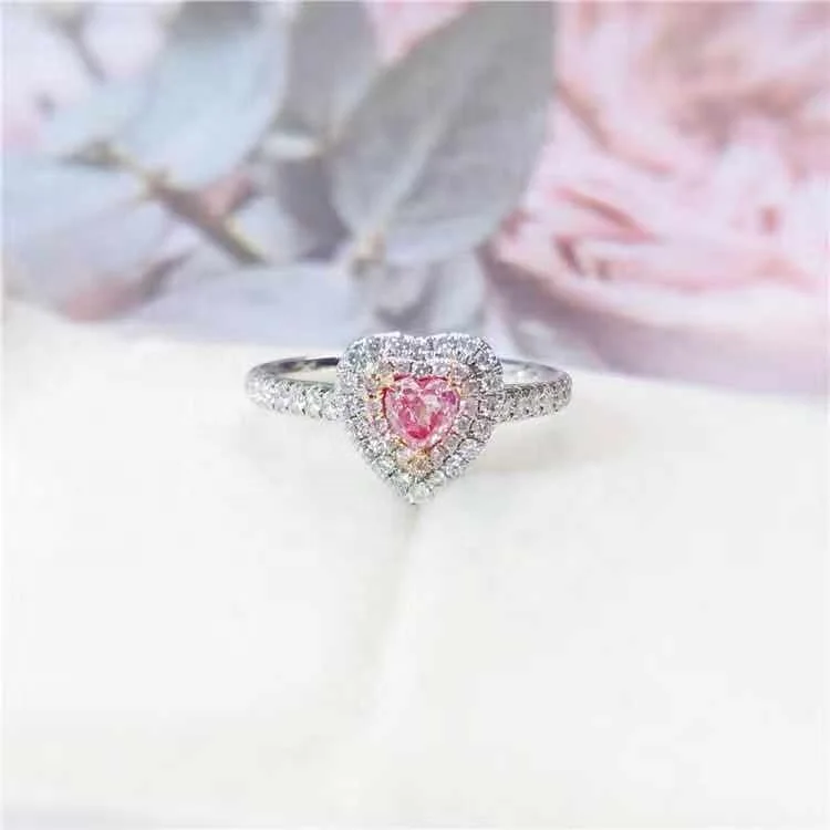 

Fashion 18K Solid Gold 0.2ct pink yellow diamond ring