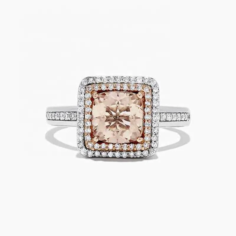 

Fashion Wedding Ring With Champagne Cubic Zircon Micro Paved Jewelry Ring Elegant Accessaries Daily Wearable Ring