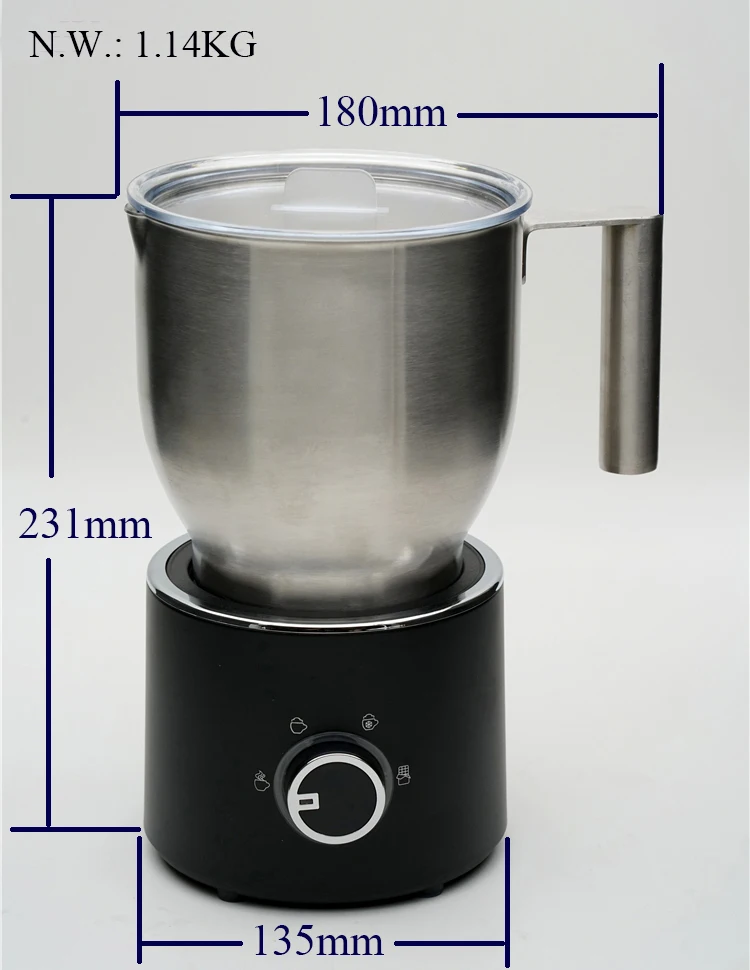 Electric Milk Steamer Liquid Heater with Hot and Cold Milk Frother Functionality