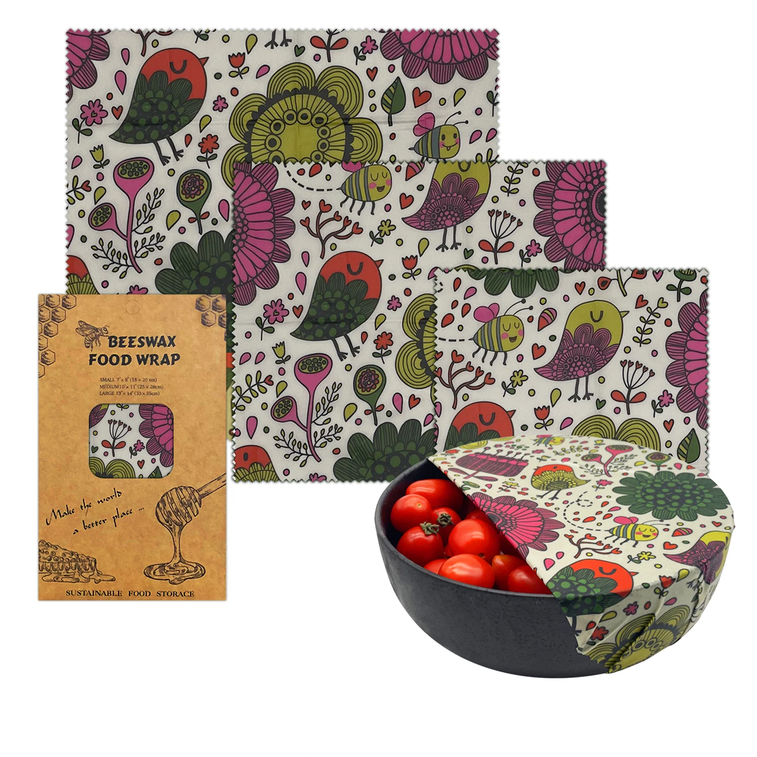 

Amazon selling food grade Custom Eco Friendly Reusable Storage Beeswax Food Wraps