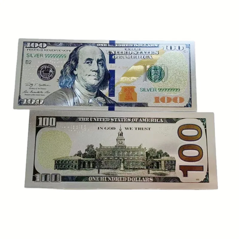 

2020 high quality USA Silver foil 100 dollar plastic bills silver foil banknote