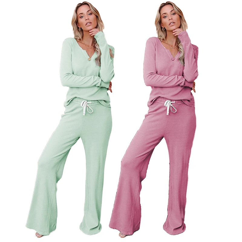 

2021 Wholesale Fashion Cotton Modal Shirt And Pants Women Casual Loungewear