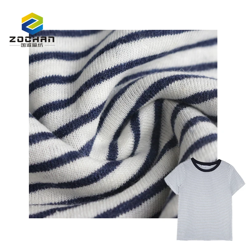 

Wholesale Ready stock Eco-friendly best material 55/45 linen viscose stripe jersey fabric For garment dress