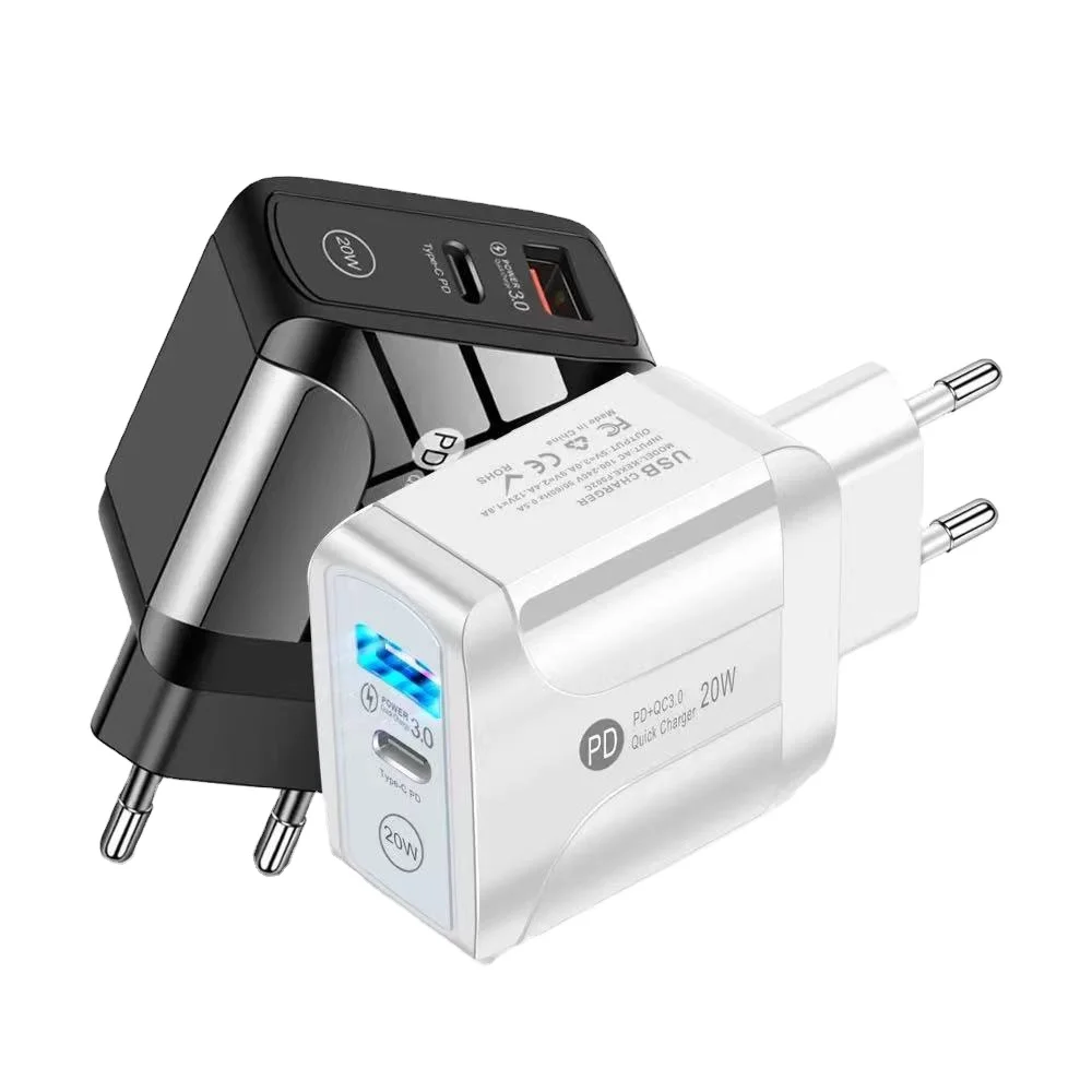

Hot Sale 20W QC3.0 PD Usb Type C Fast Charging EU US UK Plug Adapter For Apple For Sumsung Phone Chargers