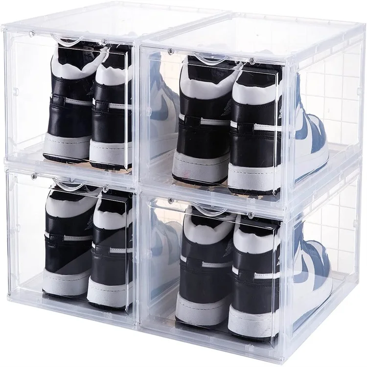 

Acrylic Shoe Box Magnetic Drop Front Shoe Box Stackable Shoe Storage Box Clear