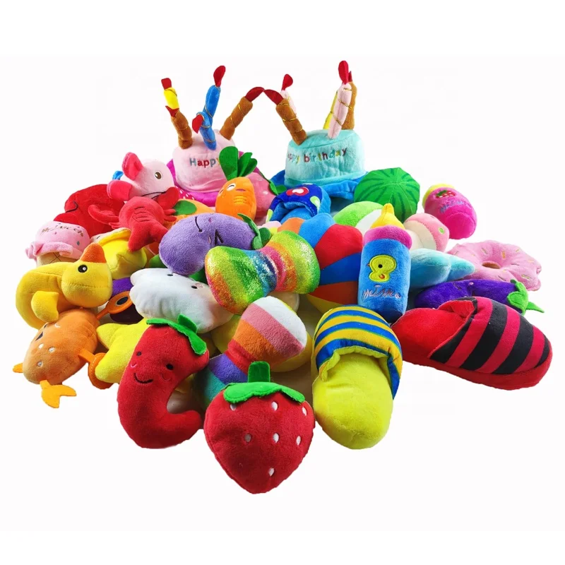 

Wholesale Pet Interactive Toy Plush Chew Dog Squeaky Toy, Colorful
