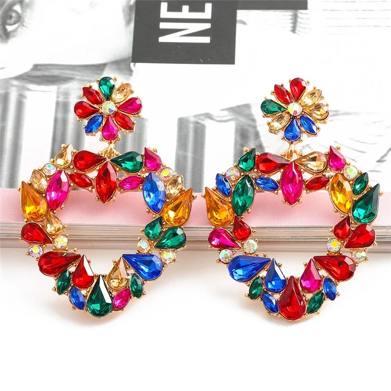 

Kaimei 2021 Boho Dangle Charm Earrings Jewelry Accessories New Arrivals Luxury Hanging Colorful Crystal Heart Drop Earring, Many colors fyi