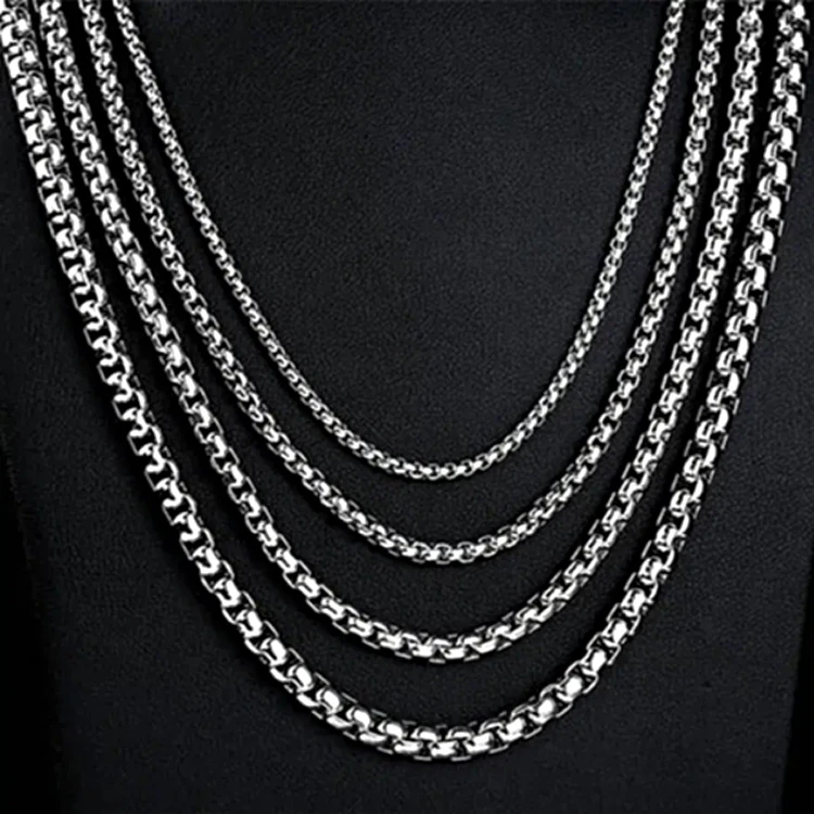 

Ready to Ship Stainless Steel Silver Round Box Necklace Chain