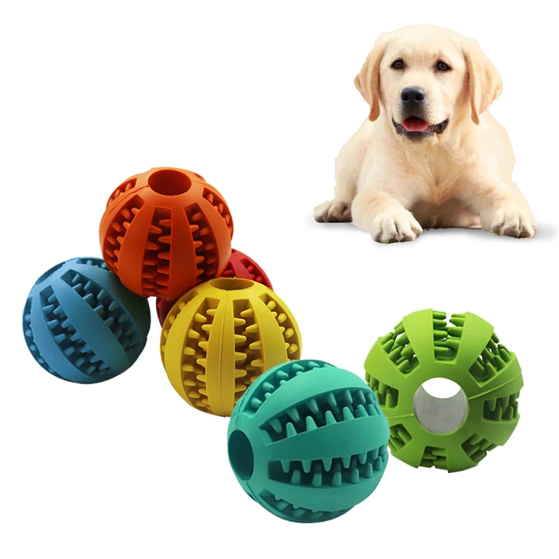 

Safe And Soft Interactive Toys Dog Chew Tooth Cleaning Elasticity Small Big Dog Toys Rubber Pet Toys Ball, Red, green, yellow, dark blue, wathet, orange