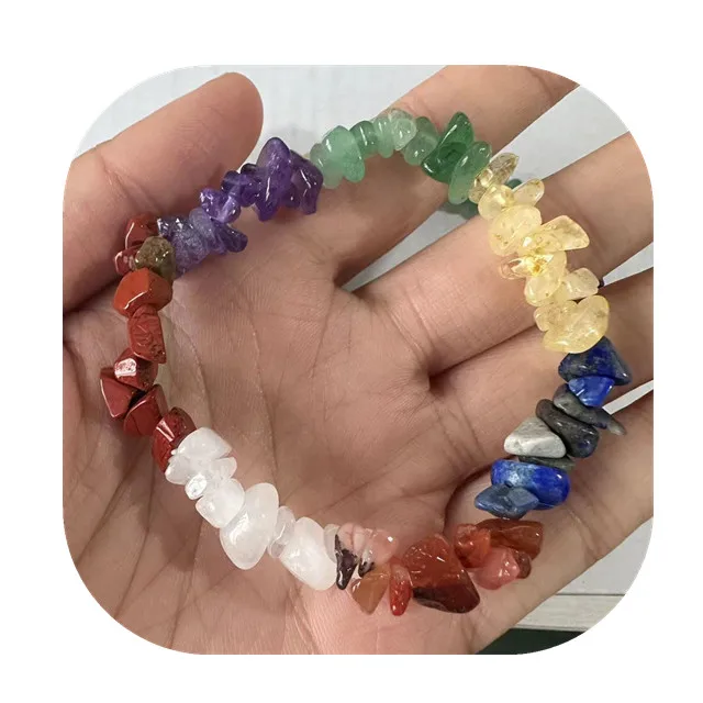 

Cheap fashion jewelry gemstones and crystals love gift natural mix 7 chakra stone chips Elastic bracelet for sale