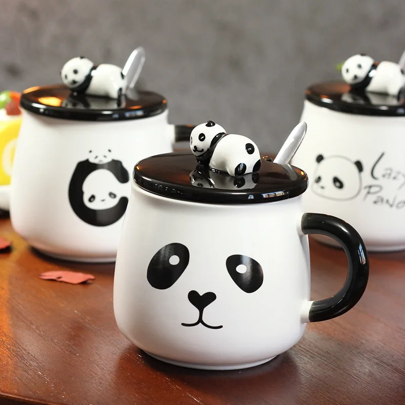 

Seaygift china factory hot selling creative cartoon cute funny animal 3d kids water cups and mugs panda for travel, Pink/blue