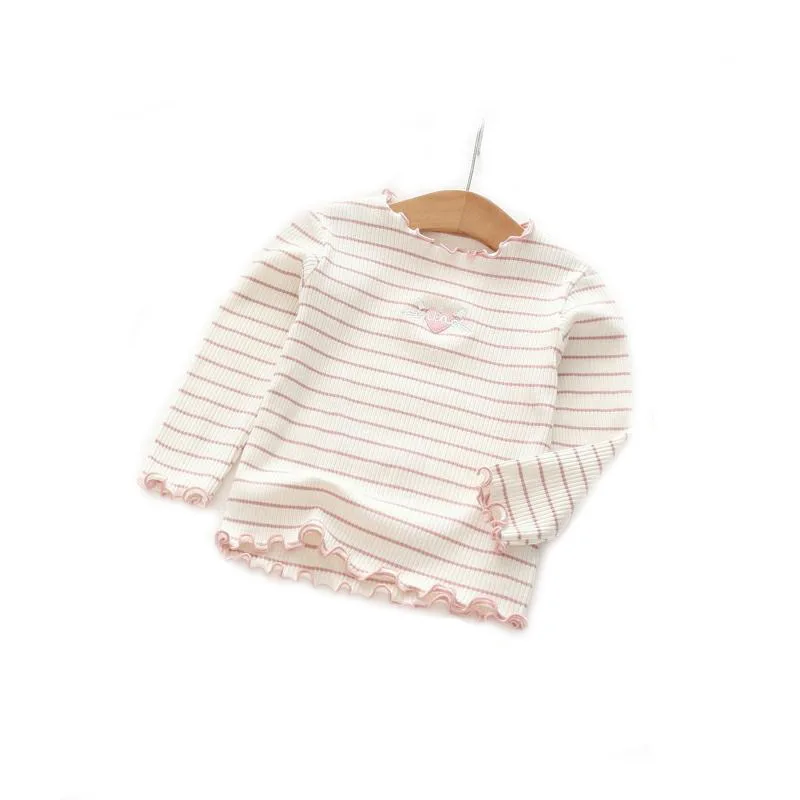 

Clothing Kids Girl T-shirt Cotton Stripe Baby Girls Top Embroidery Sprint Autumn Girls Kids Children Clothes, Pink,black blue