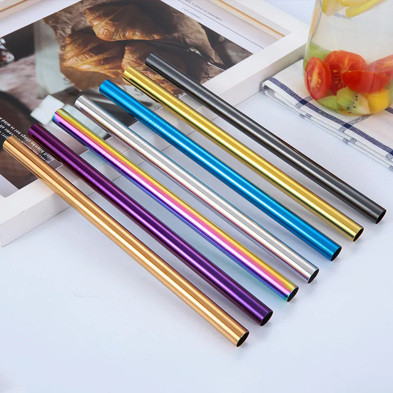 

Factory Price Stainless Steel 304 Straw 12mm Drinking Straws Reusable Bubble Tea Straw Boba, Customized color