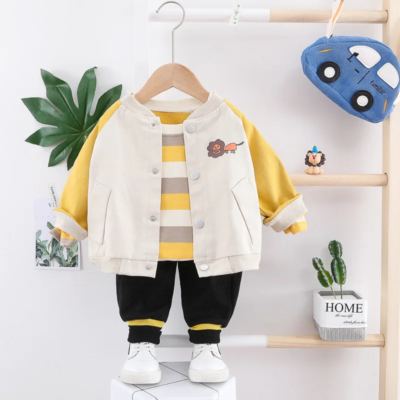 Factory Wholesale Cotton Baby Boy Casual Clotheslittle Lion Three Piece ...