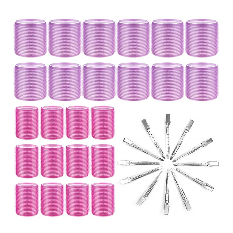 

24PCS /Set Self Grip Hair Curlers Hair Top Styling Hairpins Women Fashion Hair Rollers With Alloy Duckbill Clips Accessories