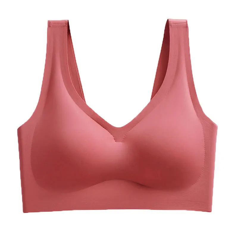 

Seamless large size underwear women's full cup sports bra without steel ring thin yoga bra, 6 colors