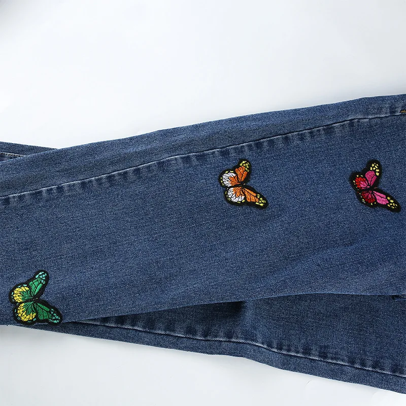 Trendy Summer Streetwear Cute Girls Butterfly Embroidery Zipper Crotch ...