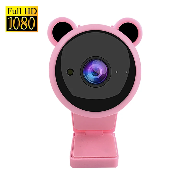 

1080P USB 2.0 PC Web Camera HD Webcams with Microphone PC Mac Laptop Desktop Video Chat Conference Streaming Webcam, Pink,white