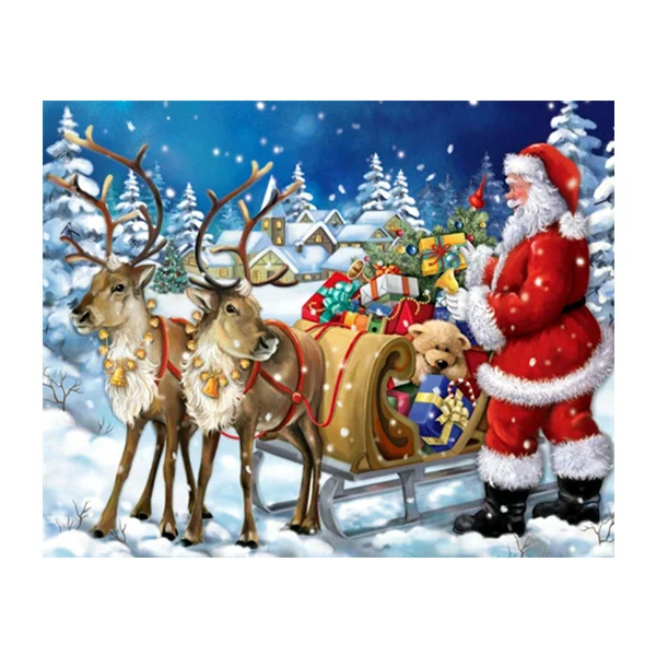 

HUACAN Oil Painting By Numbers Santa Claus Winter Dropshipping Ready Frame Paint By Numbers Christmas Decoration