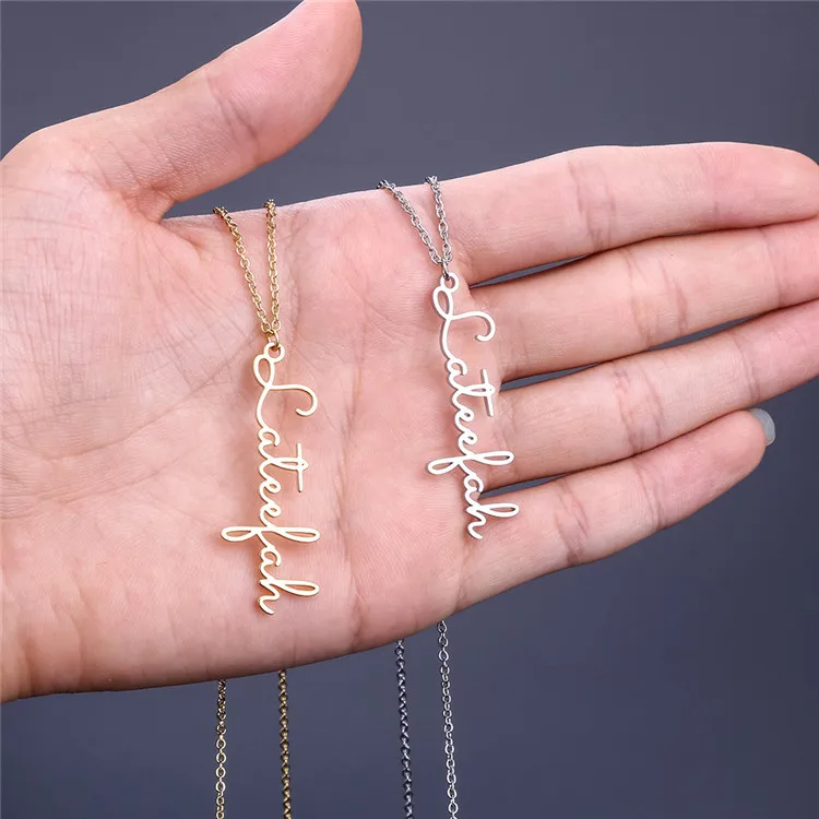 

ins style customize simple vertical stainless steel pendant necklace female DIY name pendant Necklace, Picture shows