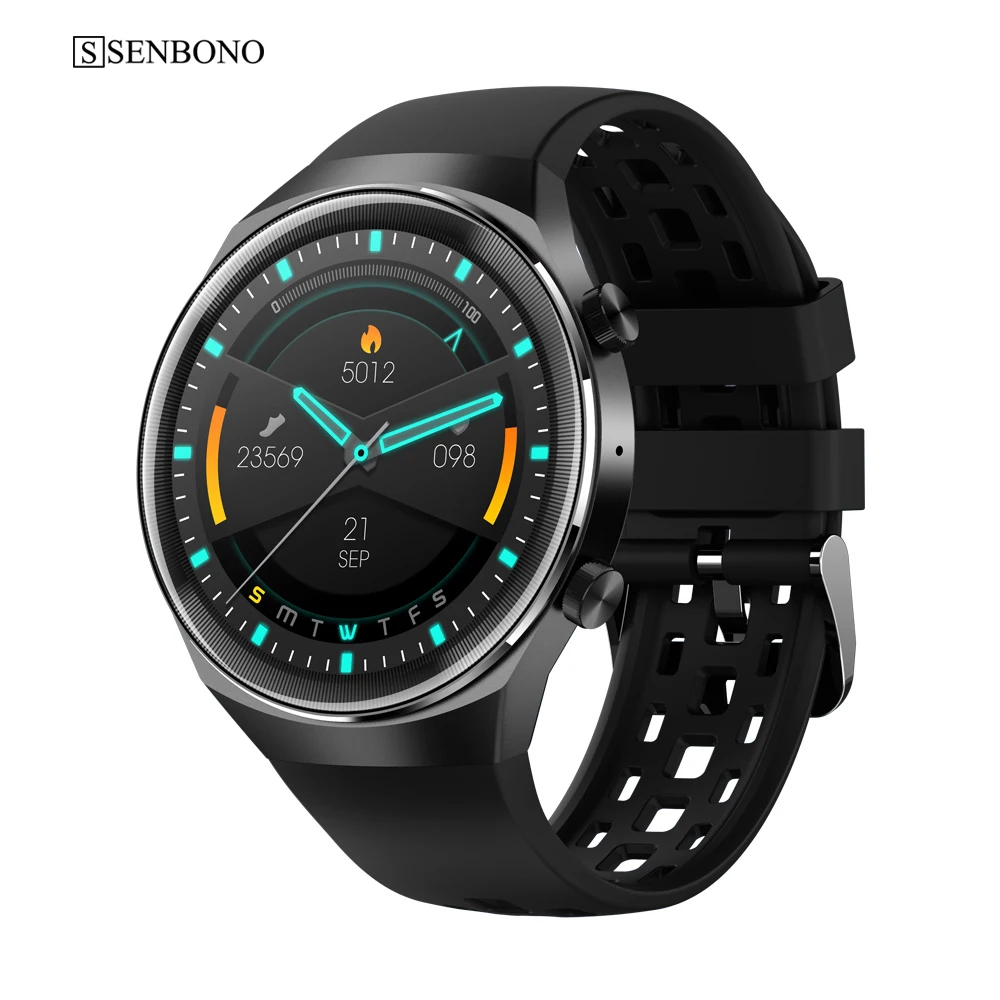 

SENBONO New Q8 SmartWatch Sports Fitness Tracker Heart Rate BP ECG Control Music for IOS Android phone Smart Watch 2021, Black red green silver