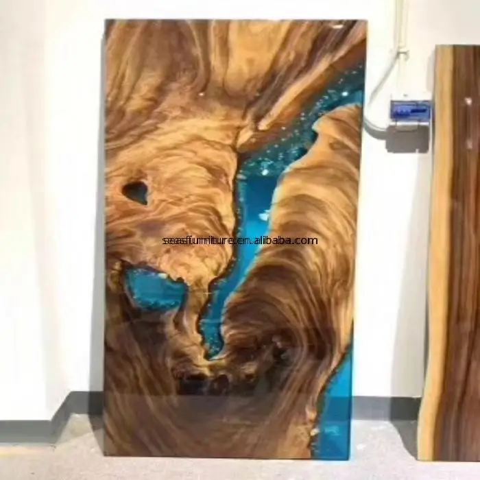
Factory direct epoxy resin live edge river wooden end table 