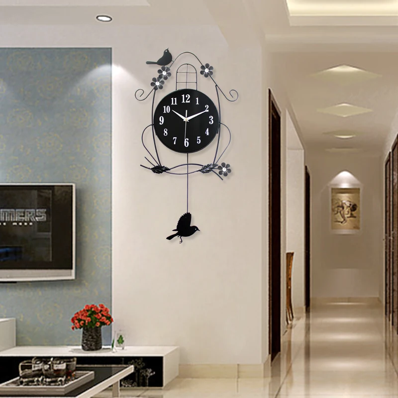 

iron wall clock bird house creative fashion simple wall clock