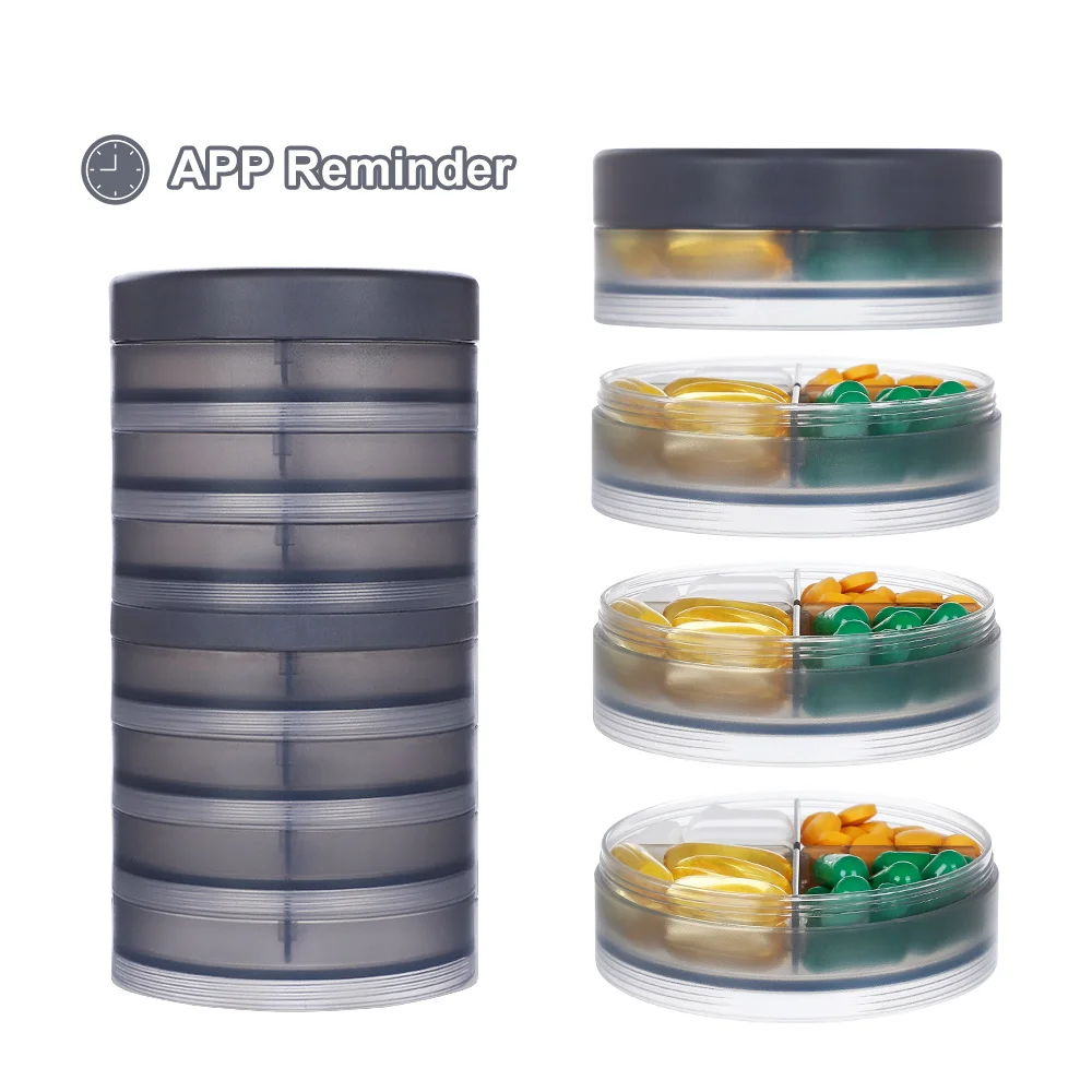 

APP Function Round Weekly 7 Day Plastic Daily Travel Case Pill Organizer Box