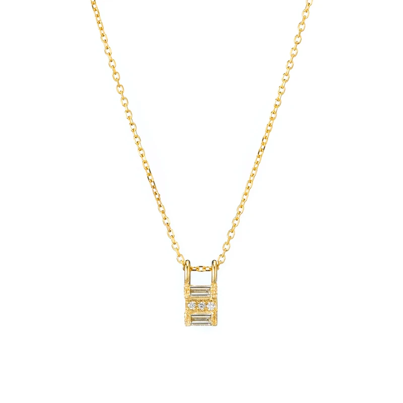 

2021 shopify wholesale best-selling INS geometric zircon lock clavicle S925 sterling silver necklace