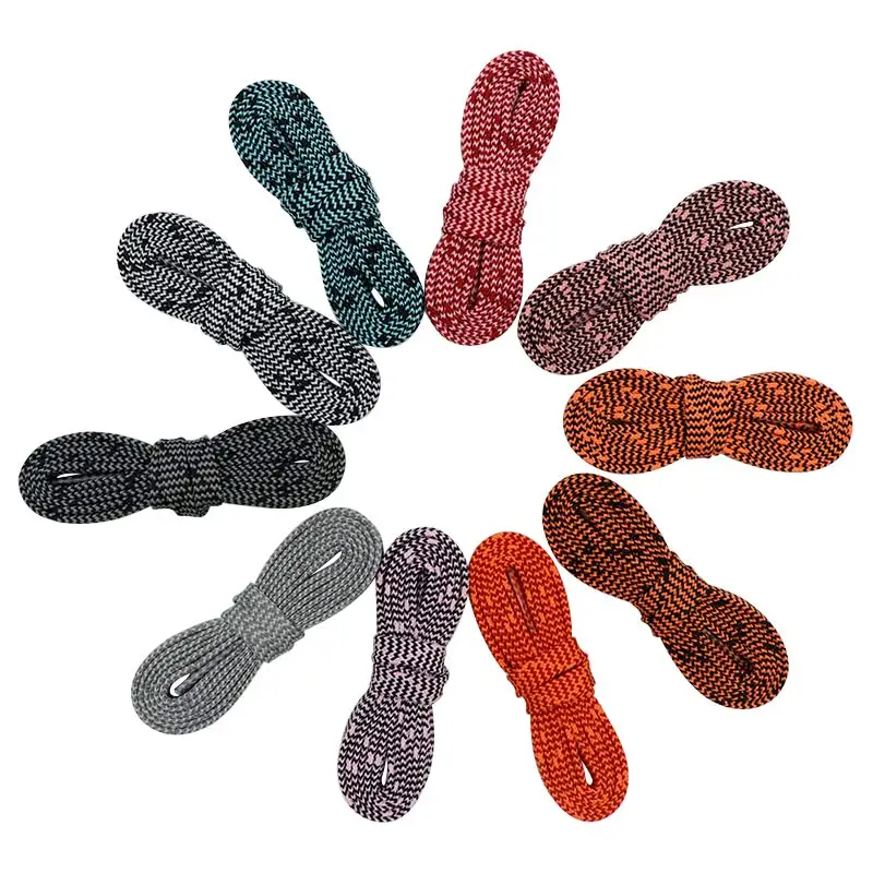 

Coolstring Manufacturer Drop-Shipping Custom Flat Strings Twp Colors Mixed Pretty Good Polyester V-Shaped Shoe Laces, Bottom inside color + match outside color