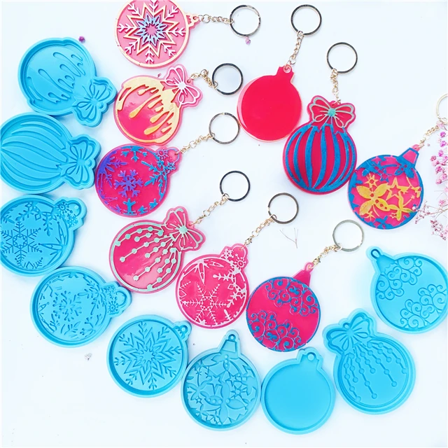 

J230 Free Sample DIY Shiny Resin Silicone Mold For Resin Epoxy Keychains Christmas Ornaments Tree Silicone mold, Stock or customized