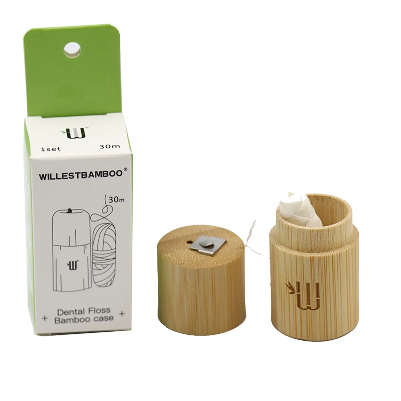 

Wholesale Bamboo Product 100% biodegradable natural silk dental floss with  floss length, White black