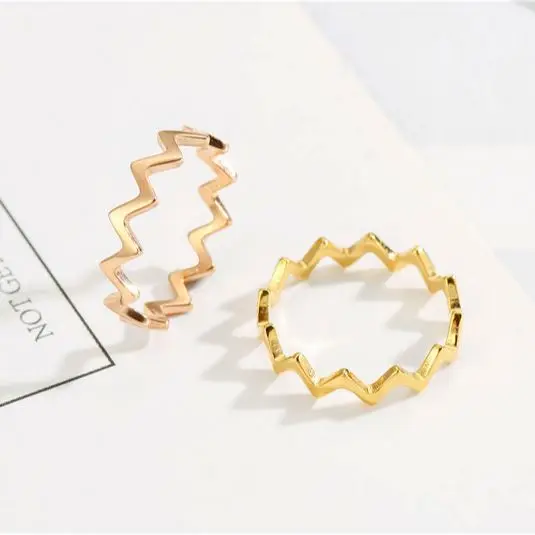 

Fanze JZBK-32 Manufacturer Elegant Wave Ring Gold Plated Stainless Steel Ring Female, Customized color