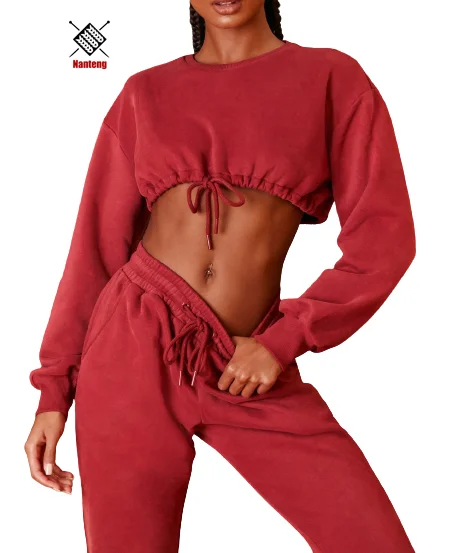 

Customize Latest Design High Quality Winter Set 100 Cotton Anti Shrinkage Women's Tracksuit Suits