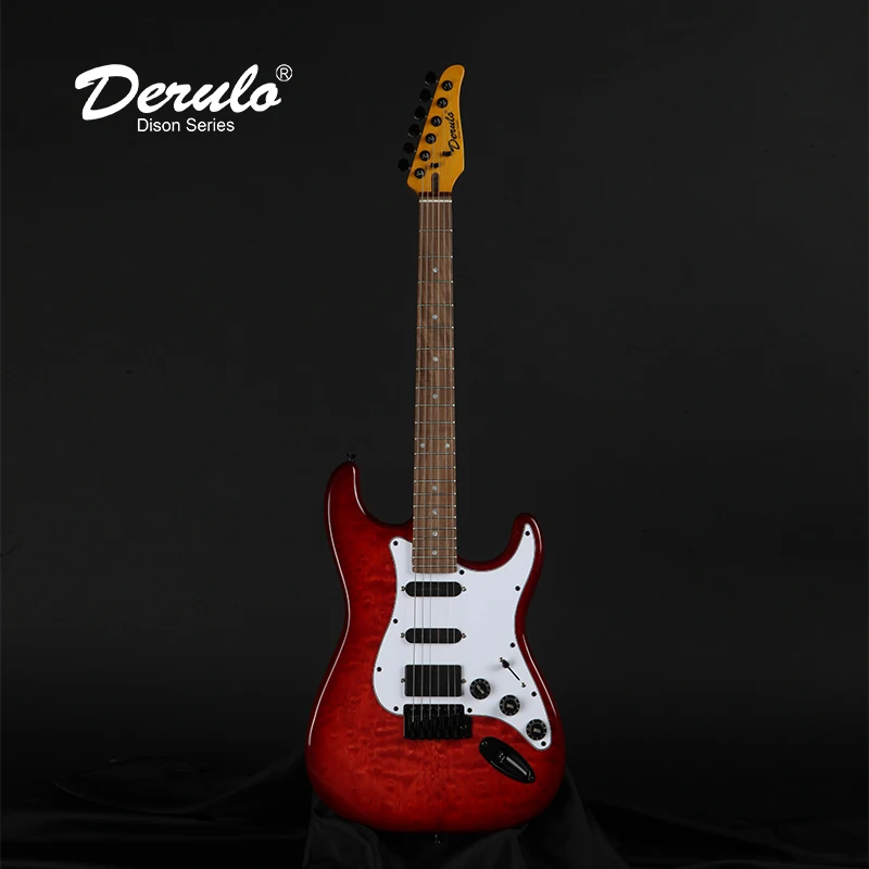 

Derulo Electric Guitar OEM 6Srings Stratocaster ST type Guitar Veneer Top Hand Rubbing Canadian Maple Neck Custombody