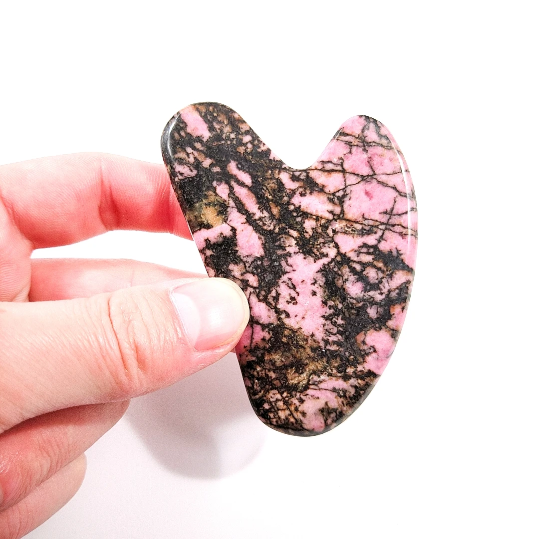 

Chinese style natural rhodonite jasper Gua Sha Board Body Facial Scraping Massage Tools heart guastone