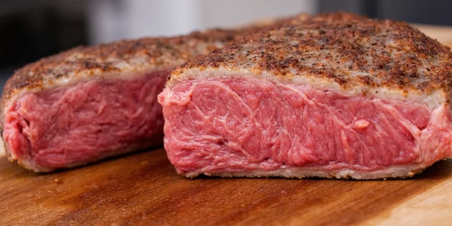Frozen steak with spices
